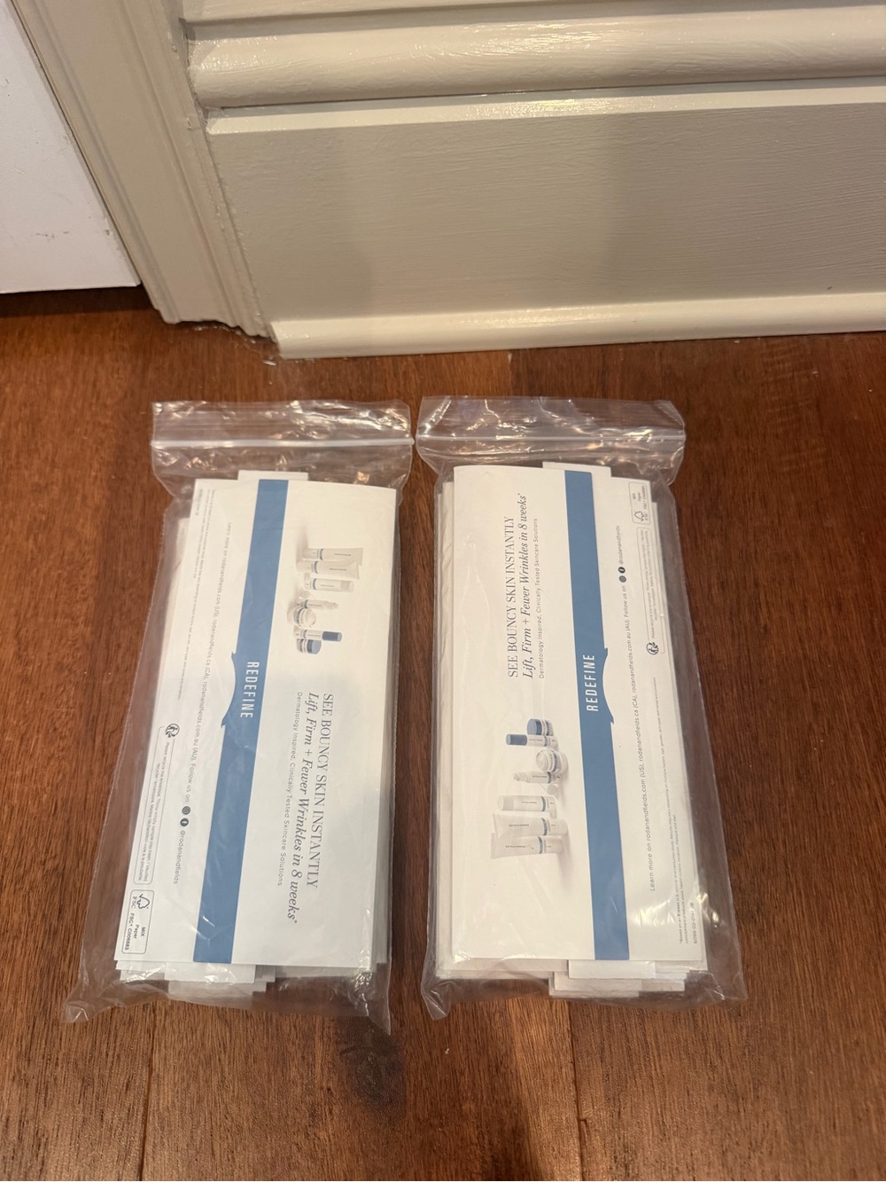 Rodan + Fields Blue and White Packaging Inserts (Pair) 10 sample sets